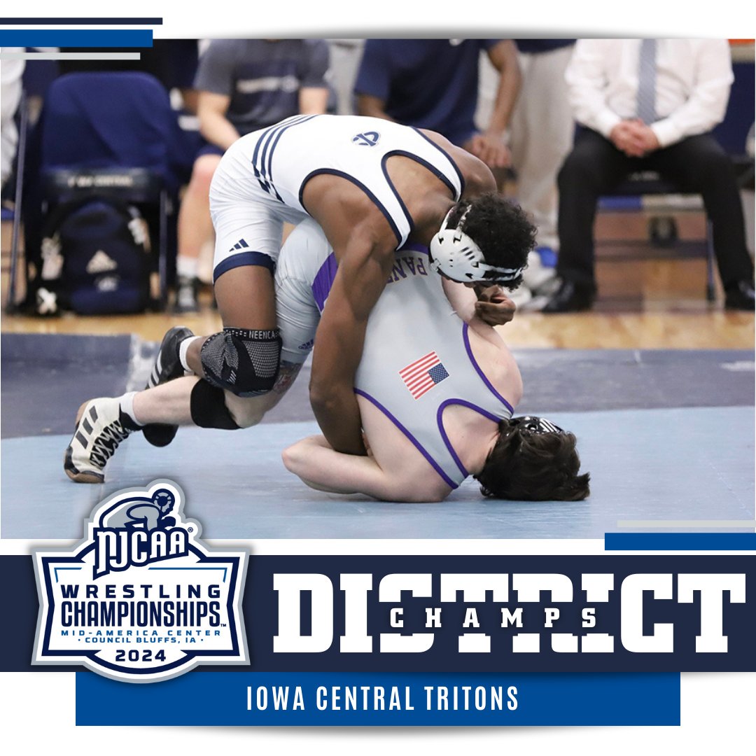 On to the next ➡️ The Iowa Central Tritons take home the North Central District Championship title with a point total of 1⃣4⃣4⃣.5⃣! North Central District Team Standings | njcaa.org/sports/wrest/2…
