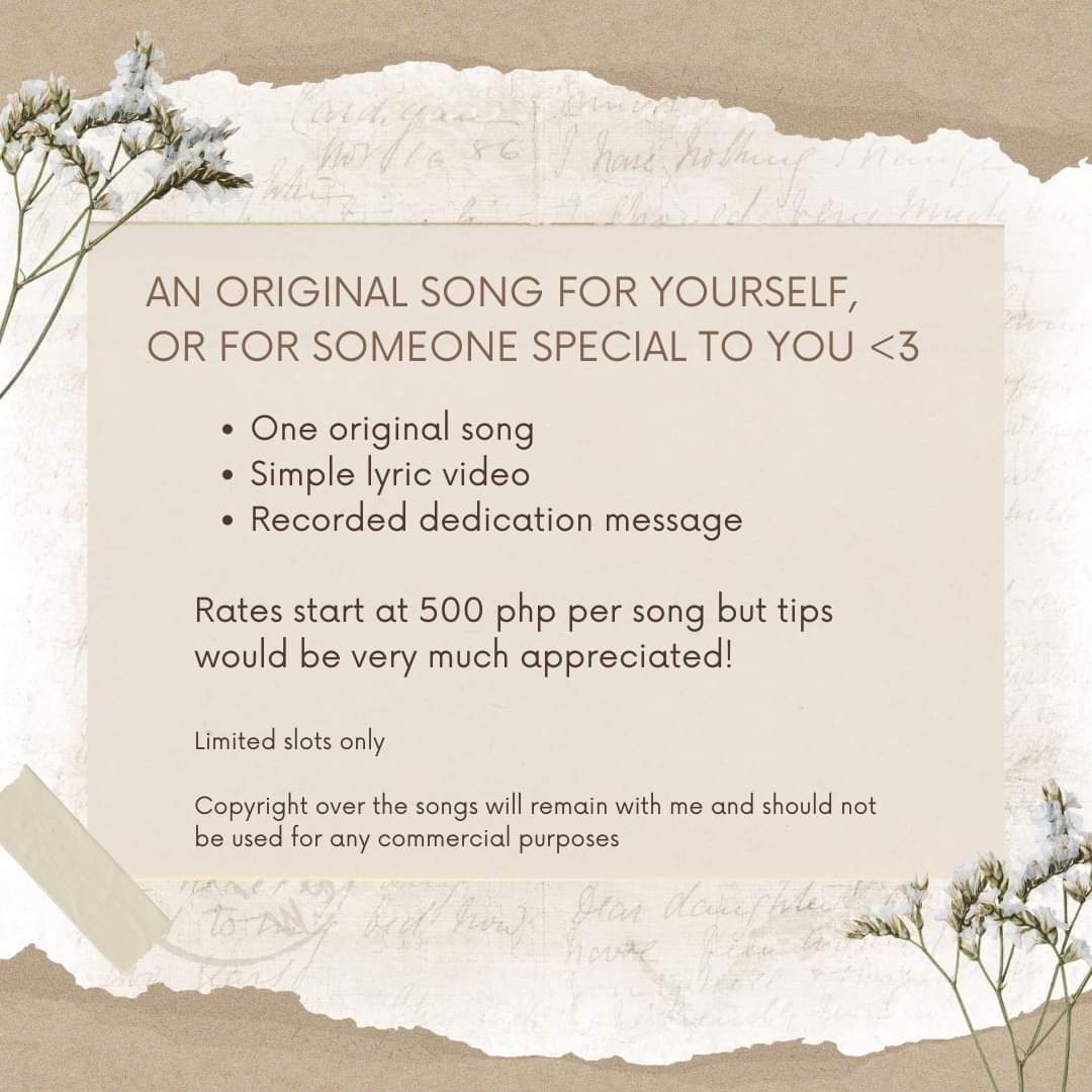 andrej_agas's tweet photo. Songwriting commissions para sa'yo o sa taong special sa'yo ❤️

Dahil buwan ng pag-ibig, bakit hindi natin gawan ng kanta yung love story niyo o di kaya para sa mga iba mo pang mahal sa buhay tulad ng friends and family? 👪 https://t.co/TFPO5YnZJc