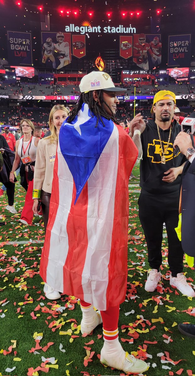 AdanManzanoA's tweet photo. Hoy Puerto Rico también es campeón del #SuperBowlLVIII con Isiah Pacheco @KCTicoSports @TelemundoKC #ChiefsKingdom @i https://t.co/2GThW9D9At