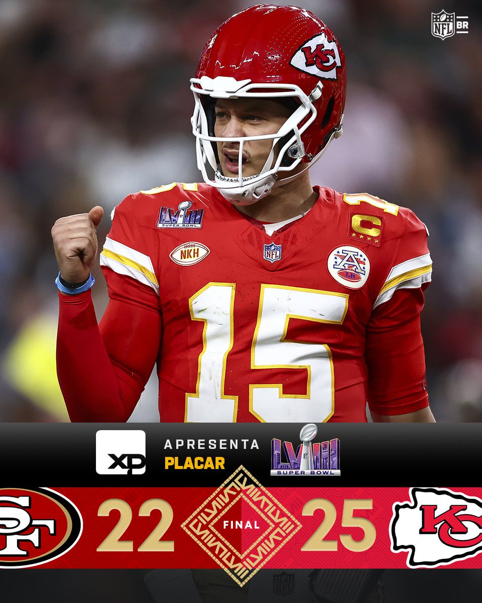 O KANSAS CITY CHIEFS É O CAMPEÃO DO SUPER BOWL LVIII! 

#NFLBrasil