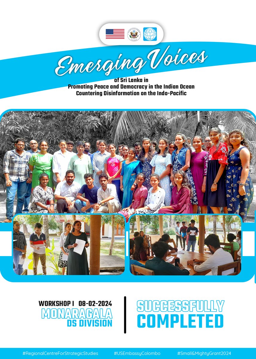 EMERGING VOICES of Sri Lanka in promoting Peace and Democracy in the Indian Ocean : Countering Disinformation on the Indo-Pacific

Workshop 1 : Monaragala
February 8th 2024

#regionalcentreforstrategicstudies
#USembassyColombo
#small&amp;mightygrant2024