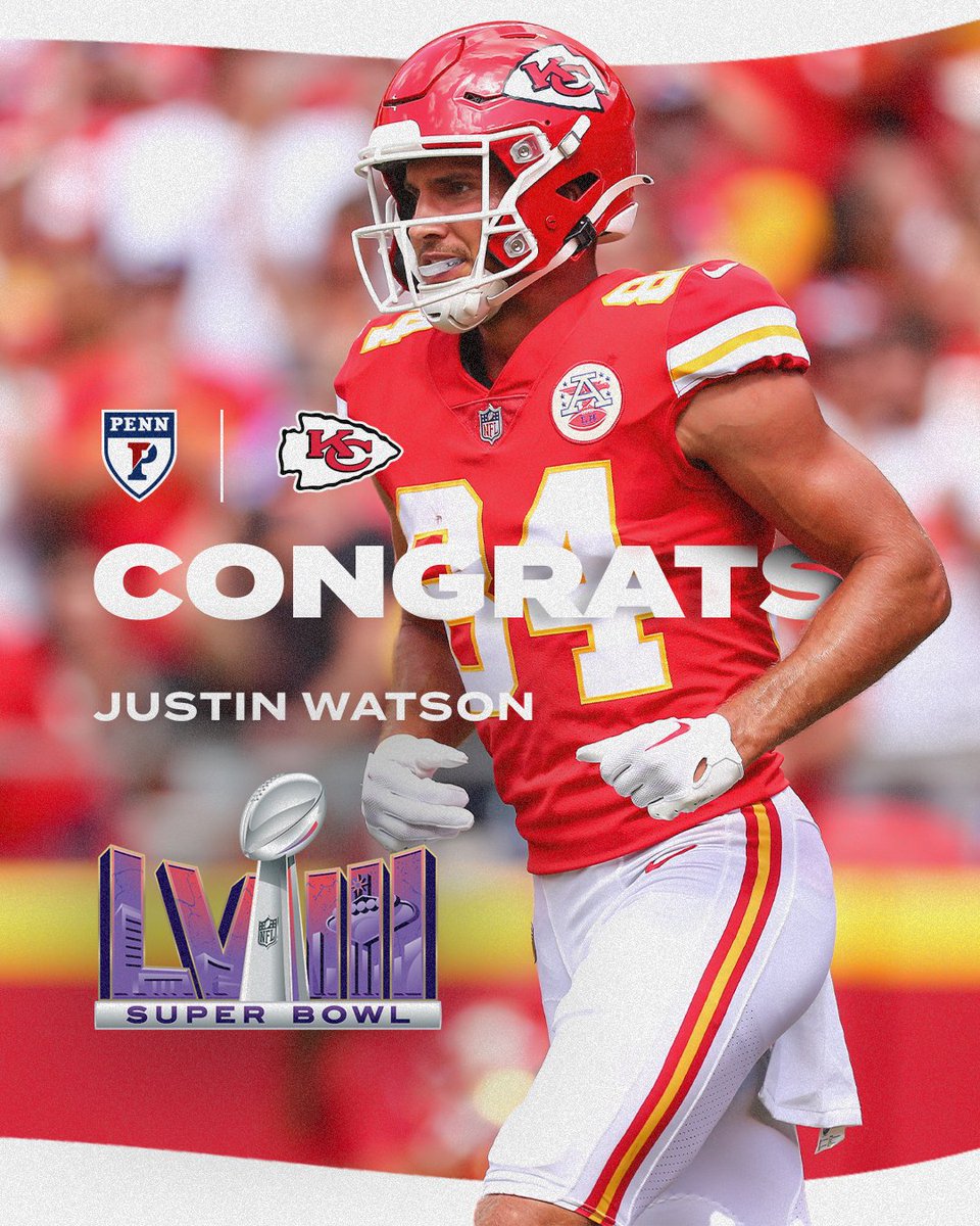 𝐓𝐇𝐑𝐄𝐄'𝐒 𝐂𝐎𝐌𝐏𝐀𝐍𝐘 🏆🏆🏆 @jwat05 W'18 wins his third Super Bowl ring, tying him for the all-time @IvyLeague lead with James Develin (Brown '10) as the Chiefs took down the 49ers in overtime of #SuperBowlLVIII! 👏🎉 #PennPros x #FightOnPenn