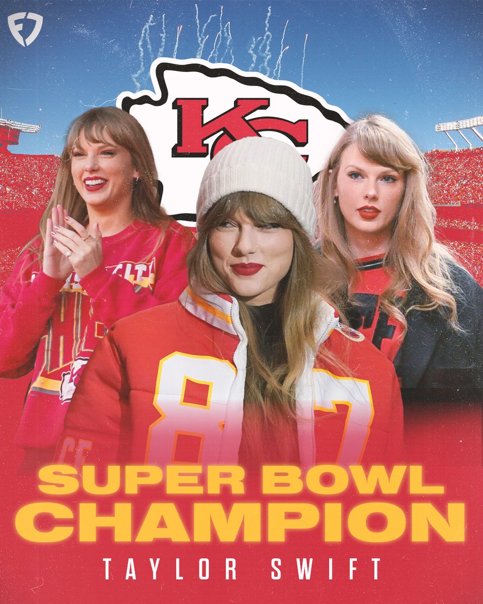 FDSportsbook's tweet image. TAYLOR SWIFT IS A SUPER BOWL CHAMPION 🗣

#SuperBowl | #TaylorSwift