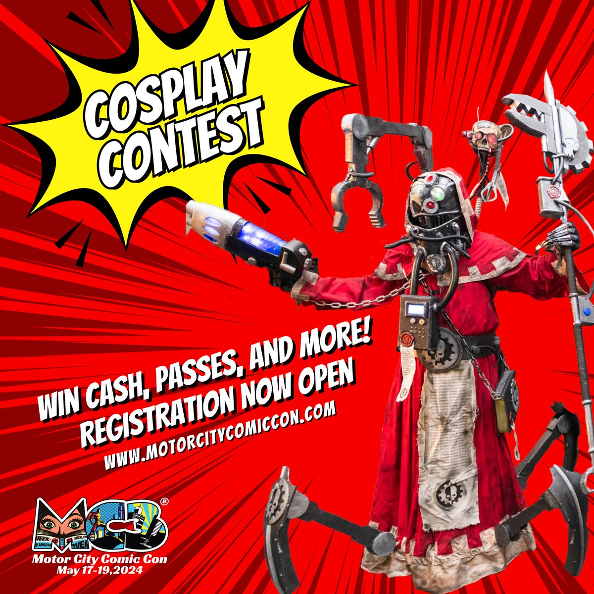 💥The #MotorCityComicCon 2024 #CosplayContest Registration is Now Open!

Limited space is available.

🦸Register now at motorcitycomiccon.regfox.com/2024cosmay