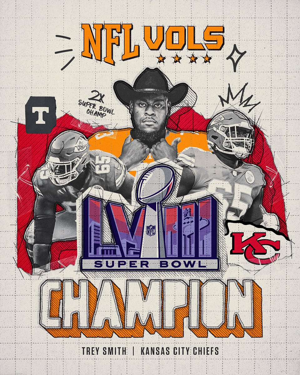 Vol_Football's tweet photo. Back-to-Back @SuperBowl wins for @treysmith!

#SBLVIII | #NFLVols | #GBO 🍊 https://t.co/fpjurCuiKZ