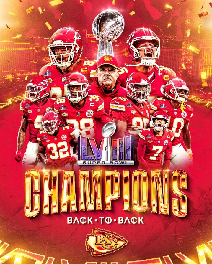 Back to Back 
Nunca desacreditei 🔥🔥🔥
CHIEFSSS
#SuperBowl #SuperBowlLVIII
<a href="/Chiefs/">Kansas City Chiefs</a>