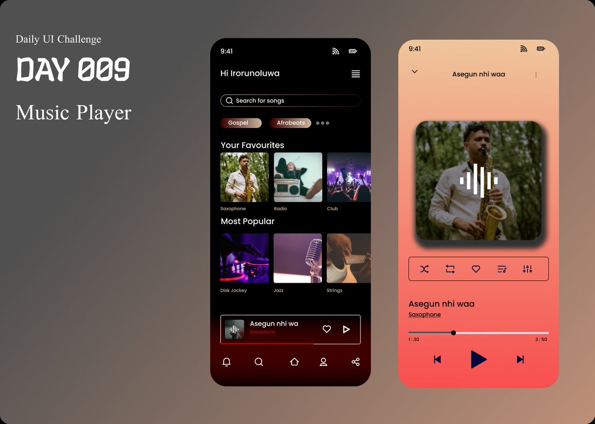 Day 009 of 100 : Music player

#100daysUI #DailyUI #uidesign #ui #ux