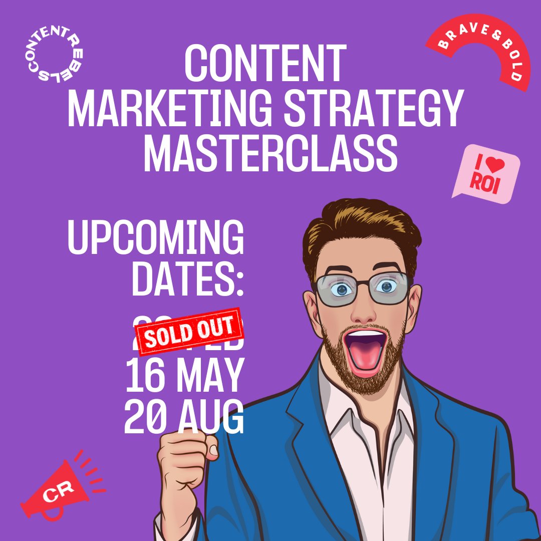 Want to feel like this dude in the blue suit? He’s overly excited because he now knows how to craft a 12mth Content Marketing Strategy that will impress the pants off his boss. How? Well, because he came along to our Masterclass! contentrebels.com.au/shop/content-m…