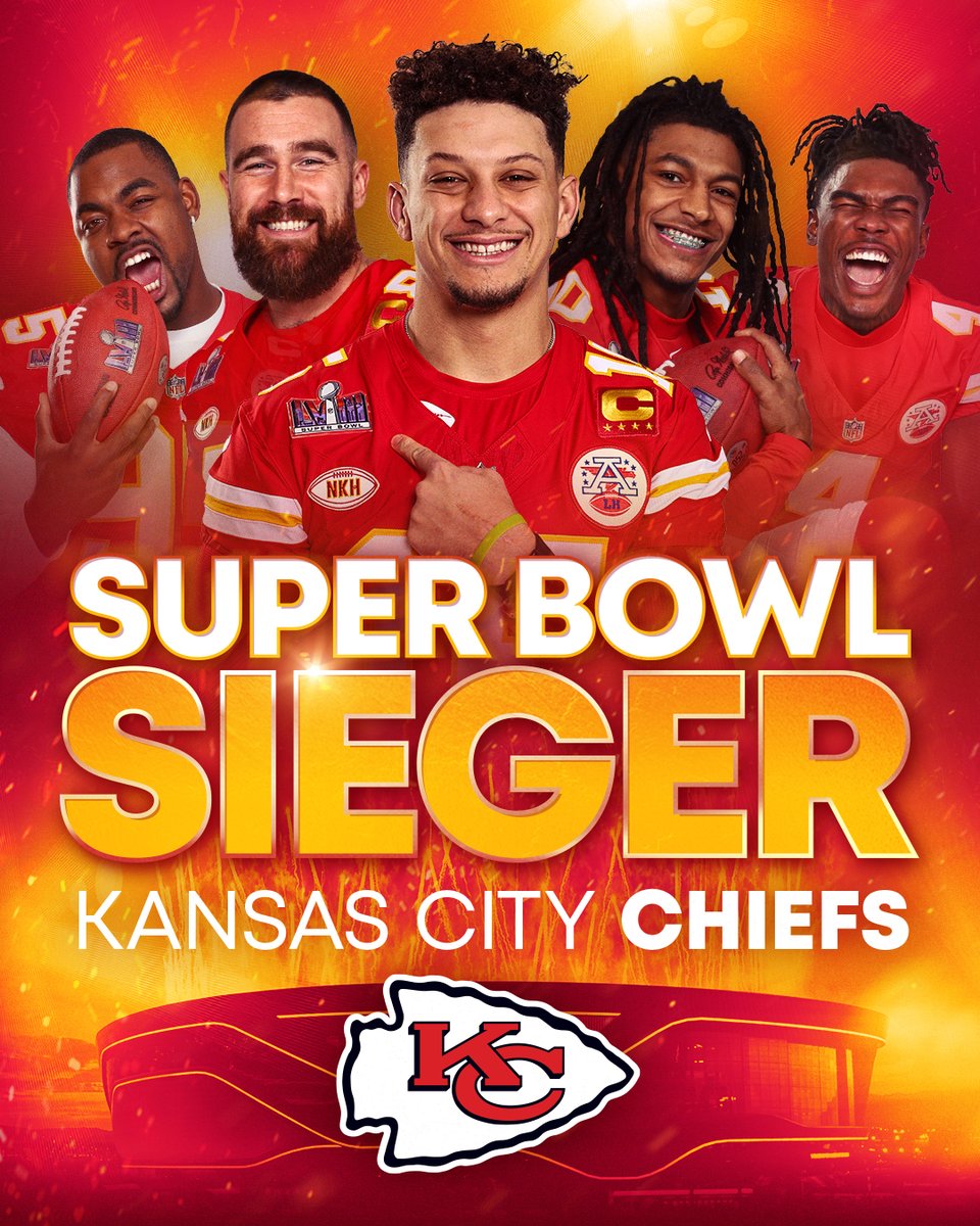NFLDeutschland's tweet photo. +++ 3 TITEL IN 5 JAHREN – ES IST OFFIZIELL DAS ZEITALTER DER CHIEFS! 😱👑 #SBLVIII +++ https://t.co/JBlpIxERVa