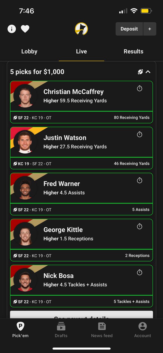 Devolition8's tweet image. Never using underdog ever again marked Fred Warner for 5 then changed it back to 4 vs. @UnderdogFantasy @Underdog__NFL