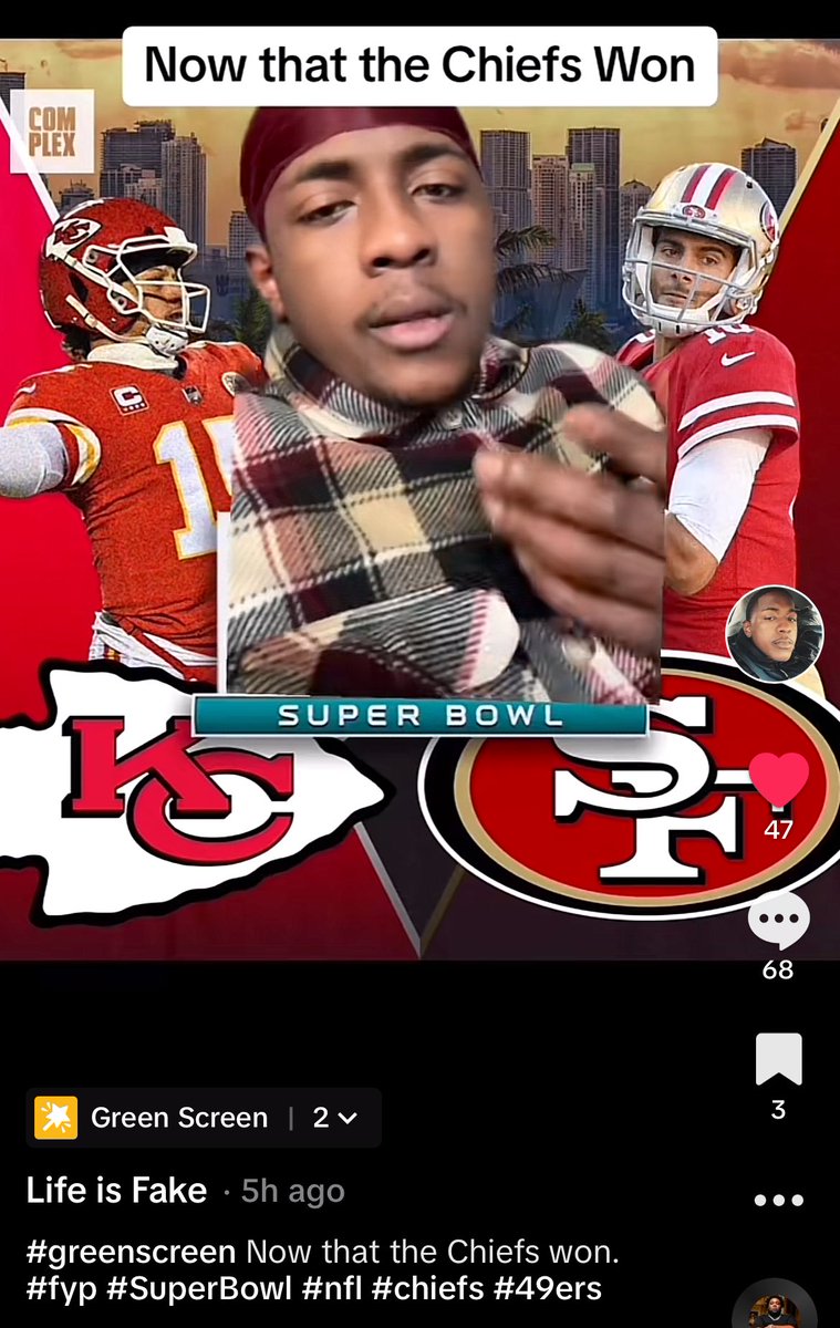 5 hours ago, I predicted the #Chiefs  winning on TikTok 😂 

#SuperBowl #49ers