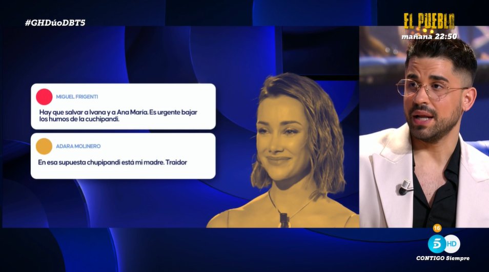 ghoficial's tweet image. Frigenti, sobre Adara: "Personas así no las quiero a mi lado, ella tiene mi teléfono para hablar conmigo y no lo ha hecho. No quiere amigos, quiere fans y yo no doy el perfil" #GHDúoDBT5