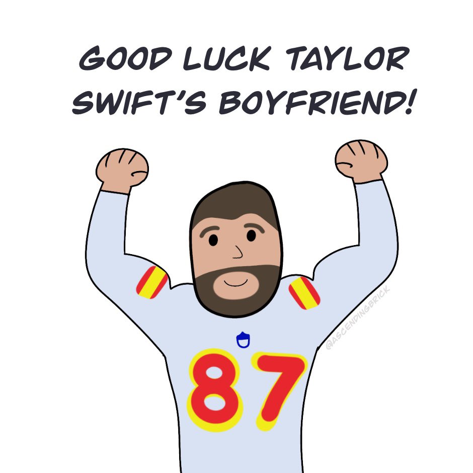 Ascendingbrick's tweet photo. Go Sports! 🏈 
.
.
.
#comic #digitalart #taylorswift #swifties #traviskelce #superbowl #superbowllvii #nfl https://t.co/ICPh4WMVLW