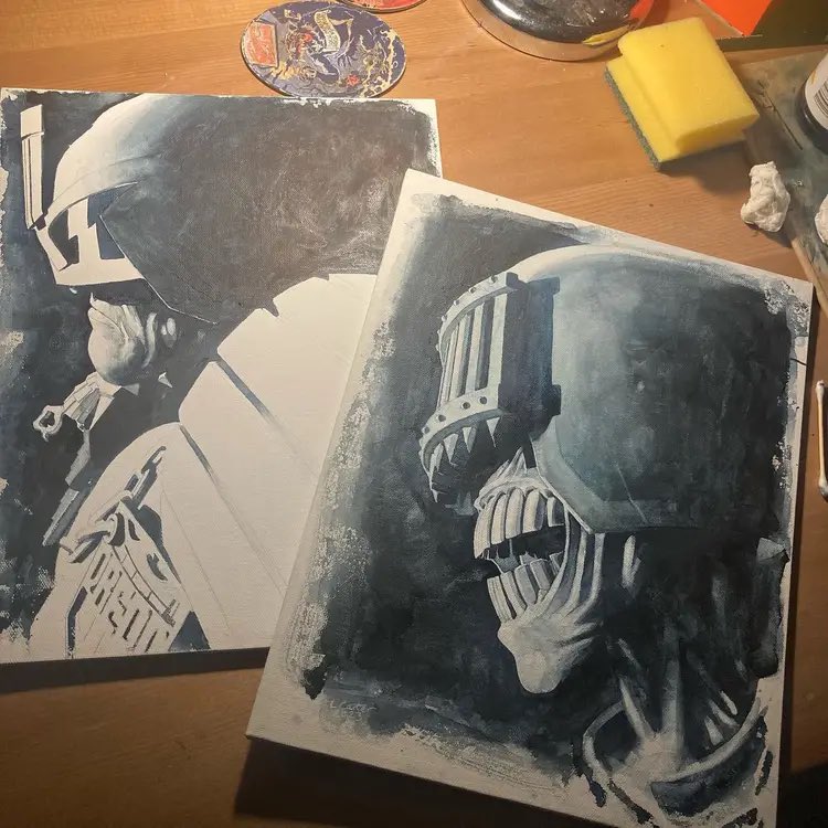 <a href="/2000AD/">2000 AD Comics</a> Judge Dredd and Judge Death paintings from last year ..