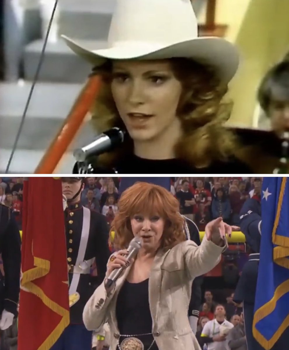 Fifty years ago at the National Finals Rodeo in Oklahoma City, Reba McEntire sang the National Anthem, sparking her entire career.  Tonight she shared her gift with the world (wearing her father’s rodeo belt buckle).