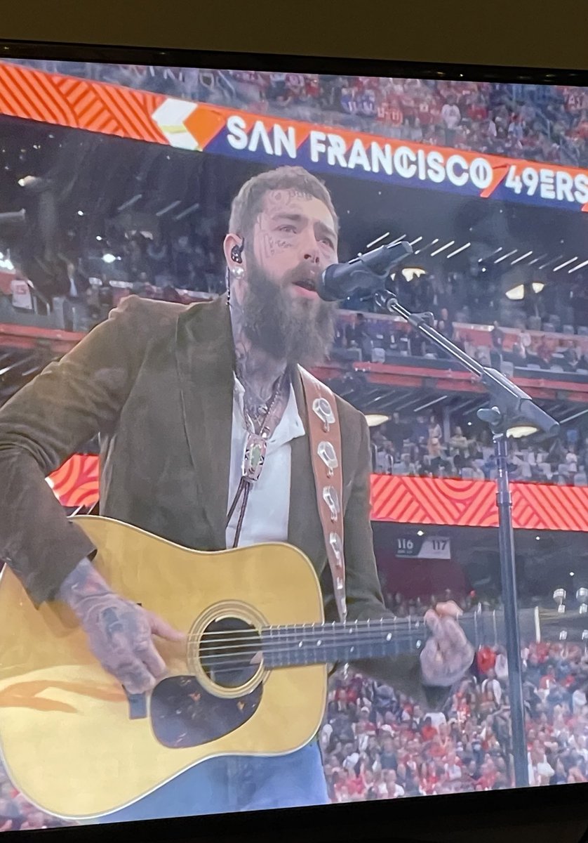 uncledoomer's tweet photo. they got the rich men north of richmond guy doing the white national anthem at the superbowl https://t.co/NzLactXi9H
