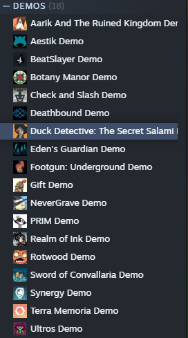 Fobsen_'s tweet photo. So ich hab mir dann mal ein "paar" Demos aus dem #SteamNextFest runtergeladen und bin schon sehr gespannt auf das ein oder andere Gem. #indiedev https://t.co/u4BHAN5nlI