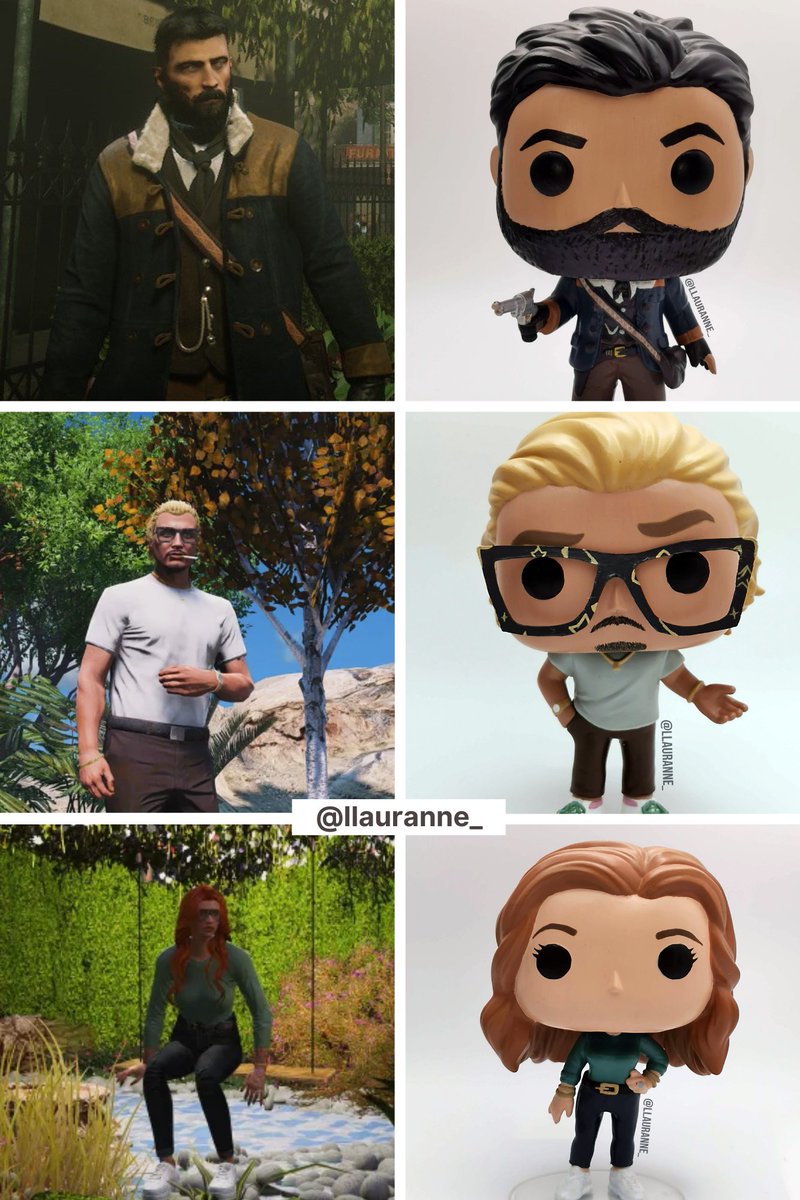 llauranne_'s tweet image. Some RDRP and GTARP custom figure c0mmissions I've worked on recently.

As always, m3ssage me here or on d!scord (@ lauranne) if you want your very own character recreation! ✨

(weird coded words to hopefully avoid b0ts lmao)