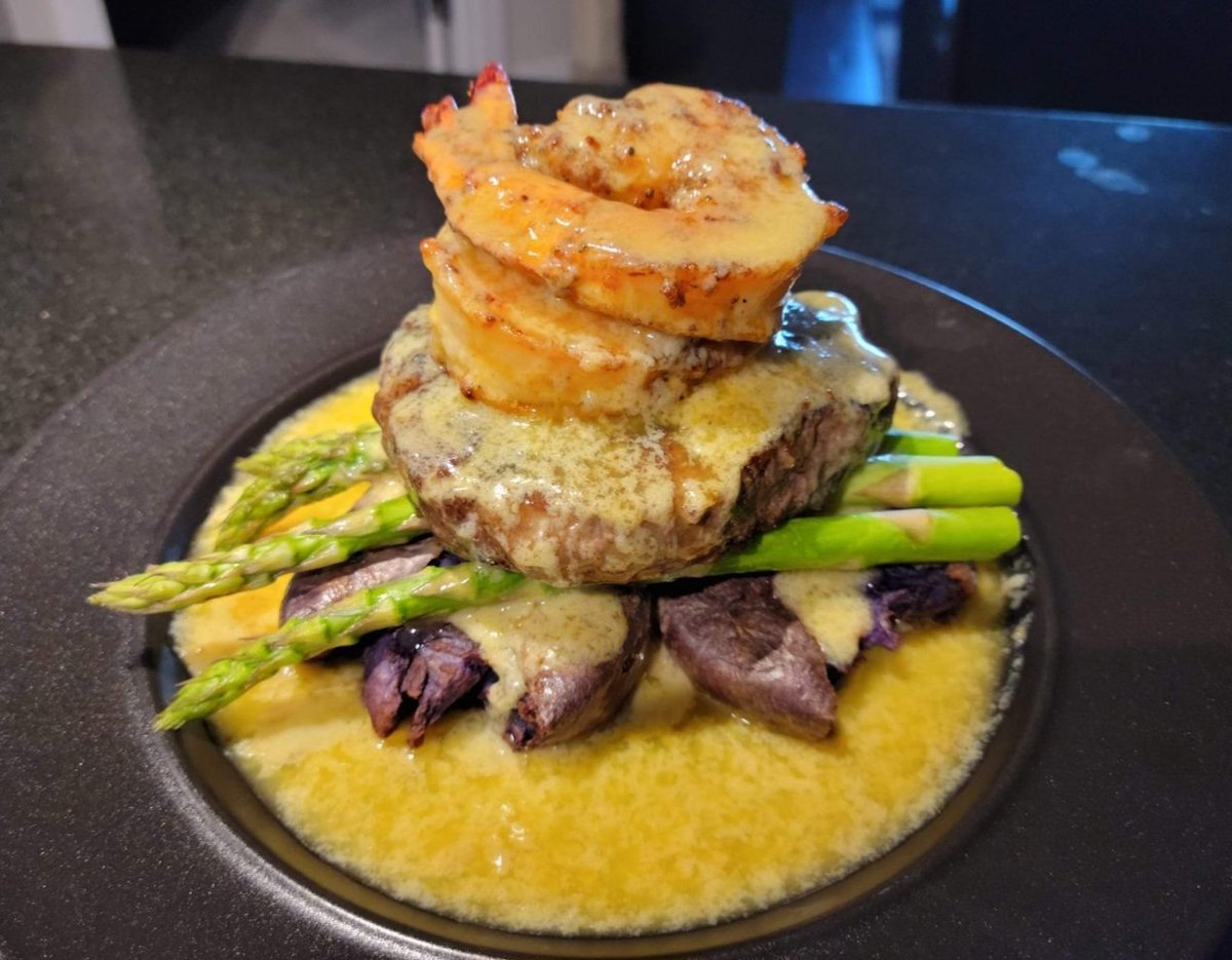 Surf and turf Sunday drowning in cowboy butter cream sauce because who needs clear arteries. #yyc #dinner #foodie