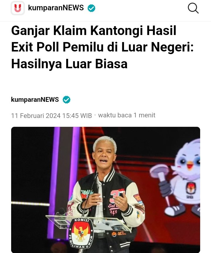 03 menyala di luar negeri.🔥
Selanjutnya menyala didalam negeri saat tanggal 14 Februari Nanti.
InsyaAllah bisa, M3nang, M3nang, M3nang.🔥🤟

Ganjar Klaim Kantongi Hasil Exit Poll Pemilu di Luar Negeri: Hasilnya Luar Biasa.
Waras Cerdas Pilih Ganjar
#YakinPilihGanjar