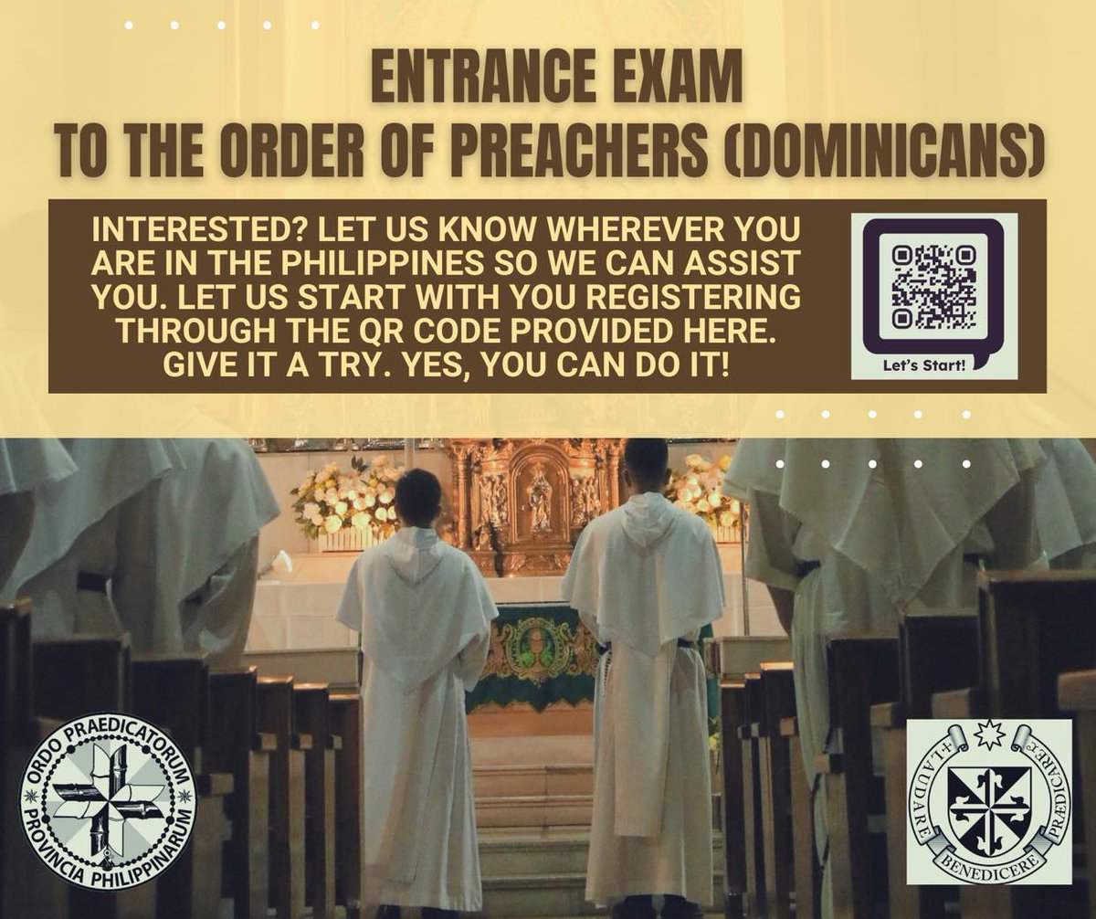DominicansPHVoc's tweet photo. WILLING TO TAKE THE DOMINICAN ENTRANCE EXAM?

Let us know wherever you are in the Philippines so we can assist you in taking the  entrance examination to the Dominicans.

For those interested, kindly fill out the Google Form at https://t.co/yomyQ0oqCq. https://t.co/Zc4uE34juA
