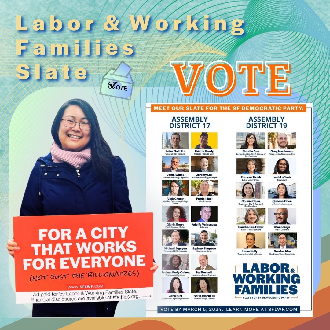 vickvchung's tweet photo. Happy Super Bowl! Rooting for the 49ners today, and rooting for the Labor  and  Working  Families Slate during this election season! Cast your votes for me and my slate mates by March 5th, and join me in cheering on the best team in the NFL.💪🥳
#PrimaryElection https://t.co/Xt6kVHeFvT