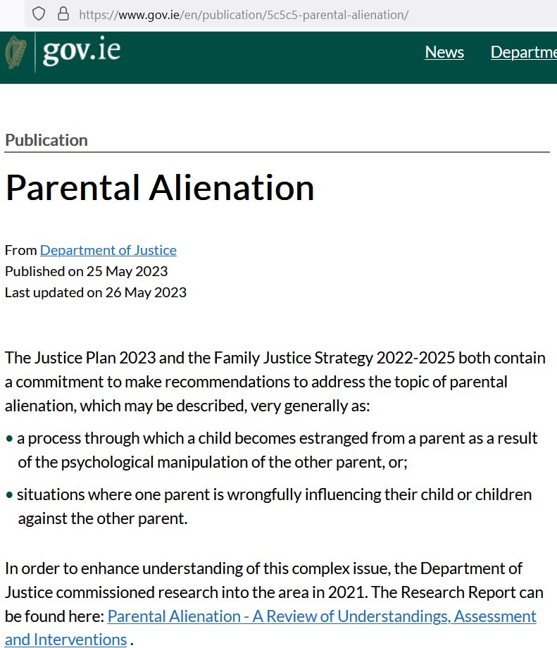 Irerland's Dept. of Justice addresses parental alienation in Justice Plan 2023 & Family Justice Strategy 2022-2025. #ParentalAlienation @PMOIndia @MinistryWCD @MLJ_GoI @ashrafnansari @imsanjeevpanda @DeepikaBhardwaj @barkhatrehan16 @Abhinavreyansh gov.ie/en/publication…
