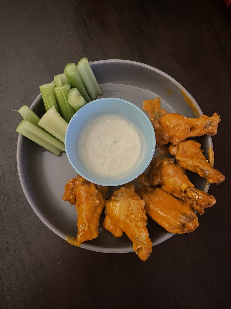 CrispyAndSaucy's tweet photo. Same approach as last time. But had to air fry for 14 minutes because they were frozen. Added baking soda to add crisp (but still need to add more)

Sweet Heat Cajun DD with Buffalo sauce, Buffalo DD and Buffalo DD with Buffalo Blue. https://t.co/I86LoFJk7t