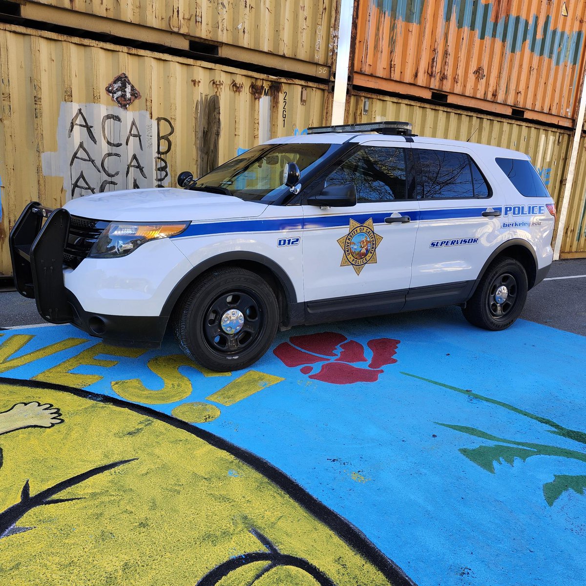 Prado_Reports's tweet photo. @UCPD_Cal rashly drove into a closed street where community activists, students, and children were gathered to paint a street mural for #PeoplesPark. Officers were responding to a call that APEX security guards were being "surrounded by people." But no one had threathen them. https://t.co/eQxtBhzGO9