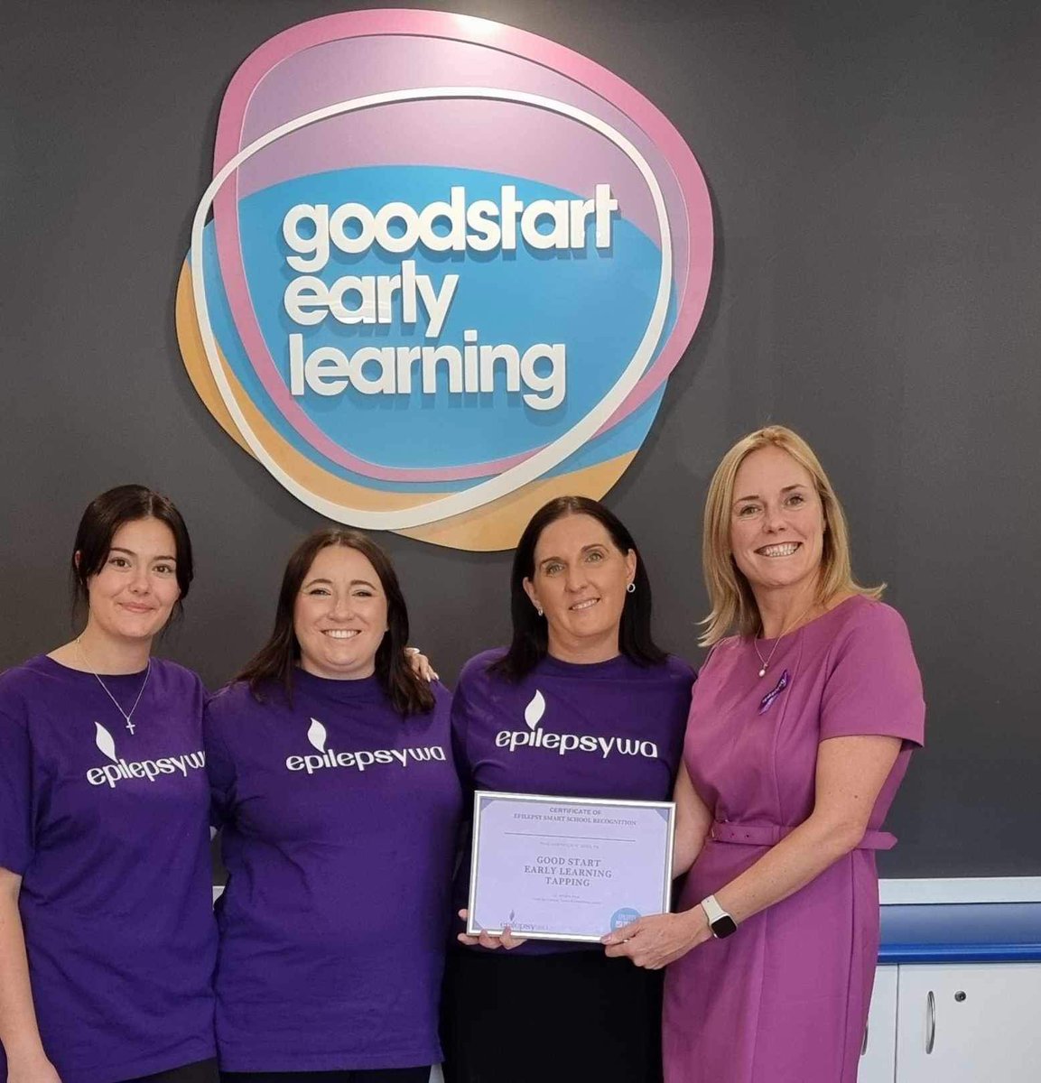 Goodstart Tapping earns @EpilepsyWA 'Epilepsy Smart' Status! We applaud the Tapping team for being champions of inclusive education, creating a safe and supportive space where all children can engage in learning experiences.