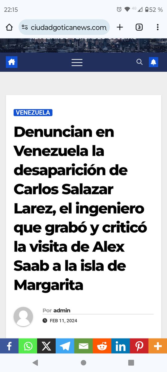 Otra desaparición más, esta vez en nuestra Isla de Margarita. Hay que alzar la voz para que aparezca, su familia está  desesperada. ciudadgoticanews.com/index.php/2024…