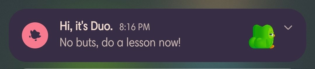 Squigigers's tweet photo. Loved the push notification right after the Duolingo commercial. https://t.co/7W6iiCQXcm