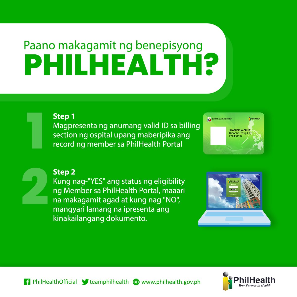 teamphilhealth's tweet image. PARA SA MGA MIYEMBRO

Mga gabay para makapag-parehistro, alamin at gamitin.

#MyPhilHealth
#YourPartnerInHealth
