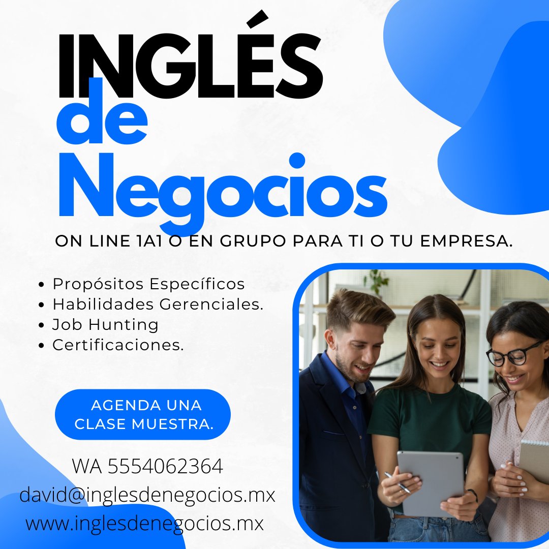 inglesmx's tweet photo. Inglés de Negocios de Básico a Avanzado 1a1 o en grupo para tí o tu #empresa.  Agenda examen de ubicación, clase muestra. WA 5554062364 o  david@inglesdenegocios.mx #Online #Mexico #homeoffice #SuperBowl2024 #TaylorSwift #Deadpool3 https://t.co/9oE6wNExRe