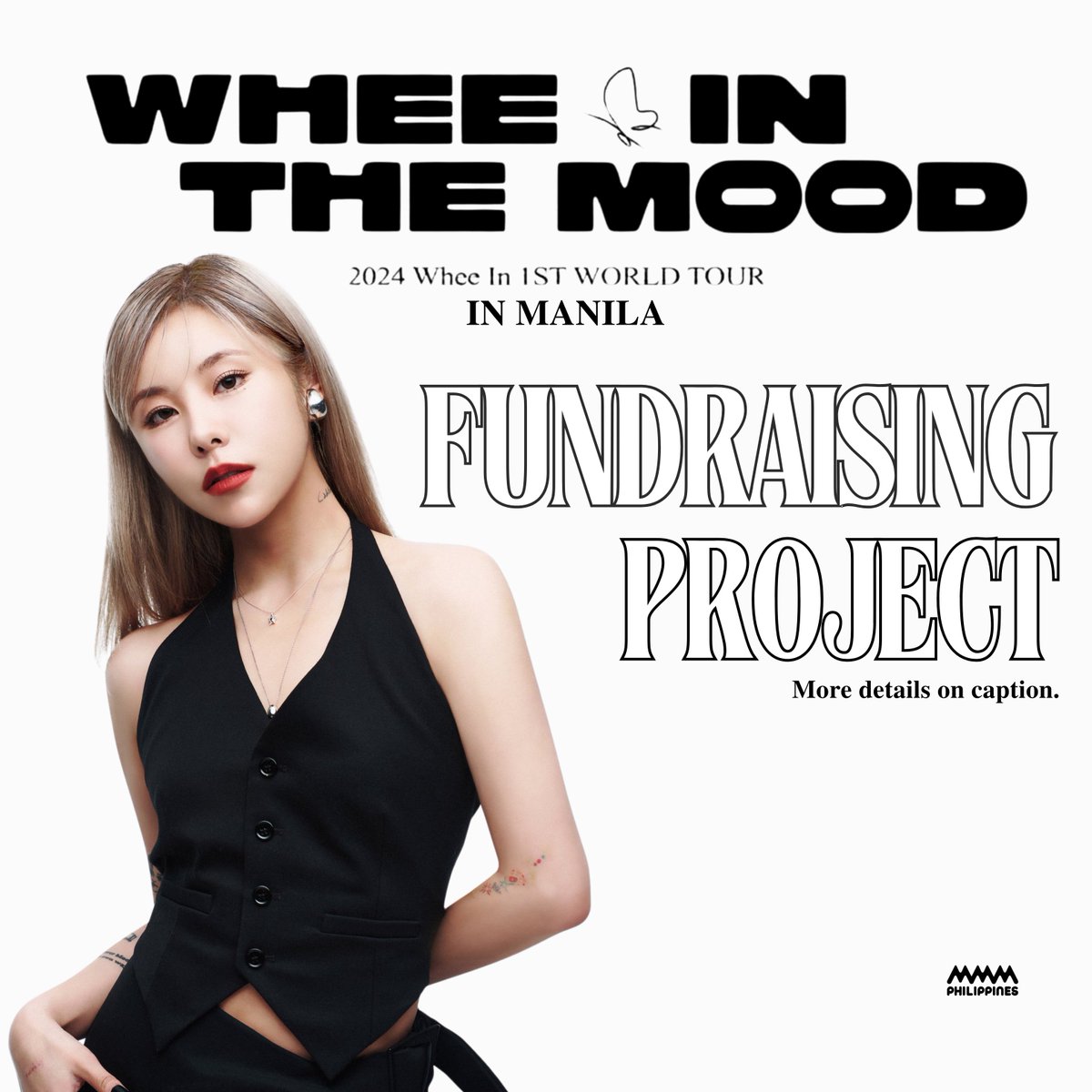MamamooPH's tweet photo. [WHEEIN IN THE MOOD FANPROJECT]

'Cause you're always in the mood🦋
Let's welcome Wheein with good MOOds on April 13!

Wheein Fanproj Suggestions: https://t.co/R2YEb2MVgd
Donation Drive:
https://t.co/IbZH46egx7

#WheeINMNL #WheeIn_1ST_WORLD_TOUR #WHEE_IN_THE_MOOD https://t.co/EXzNdv9CN7