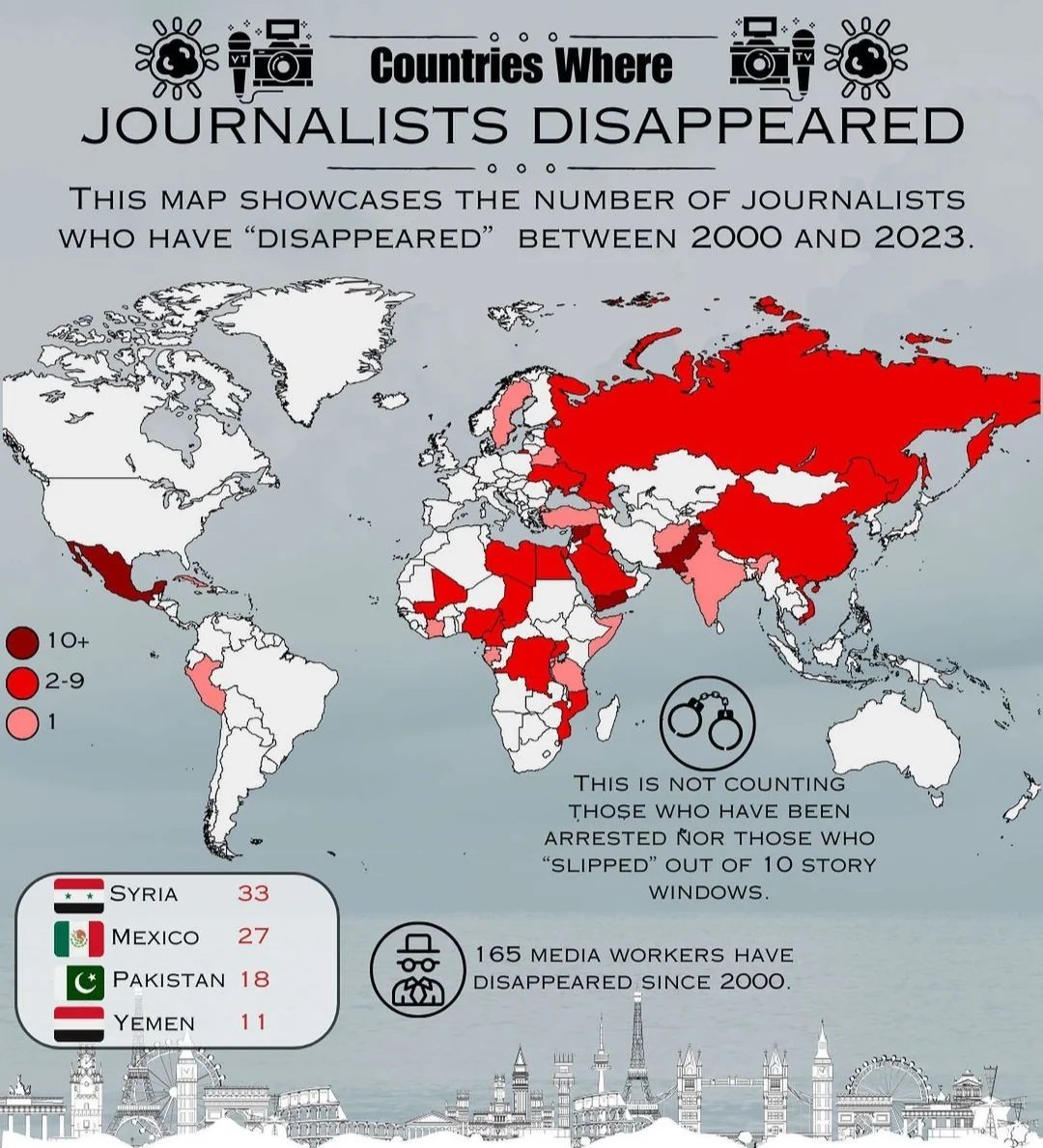 theepicmap's tweet photo. Countries where Journalists disappeared https://t.co/XllMdPfpoA