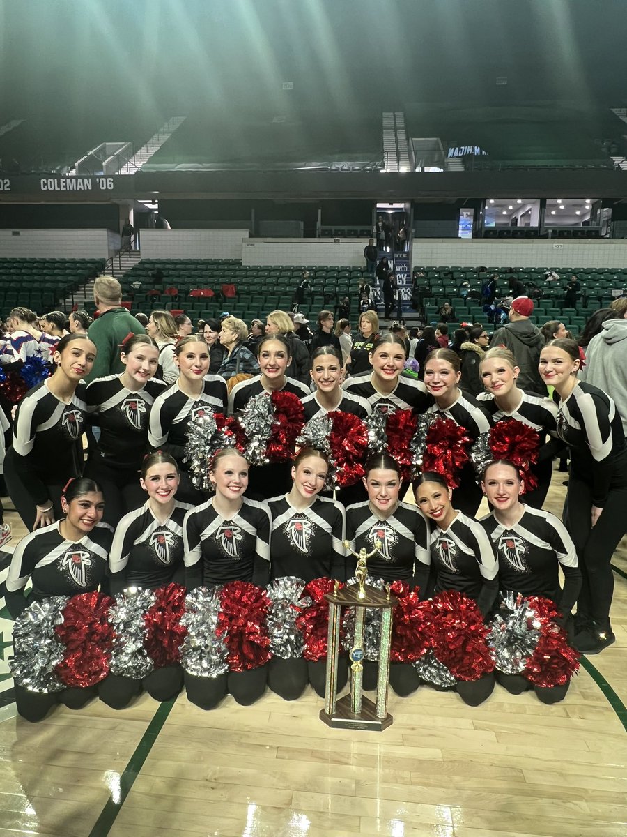 DivineChildAthl's tweet photo. Congrats to the pom team, which today won the Mid American Class B state championship. The Falcons outscored their nearest opponent (John Glenn) by 18 points. Great job, ladies. @dcpompon @DivineChildSch @DivineVarsity @DC1958 @DivineChildPrsh https://t.co/tTZkp0I26h