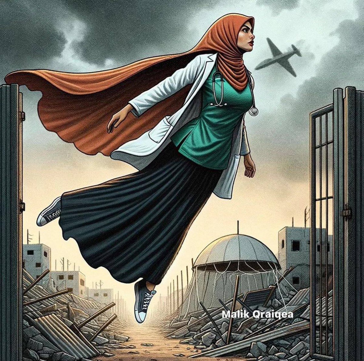 Han Yunus'taki Nasser Hastanesi avlusunda yaralı bir adamı kurtaran hemşire Amira Al-Assouli'nin cesareti onuruna karikatürler.

'Mısır, Refah, Gaza Genocide,  Filistin, Sağlık Çalışanları, Namaz, Adnan Oktar, TİP'e Kenan İmirzalıoğlu, Osmanlı, Gazze, #GazzeDirenişi #Sisi #Yemen
