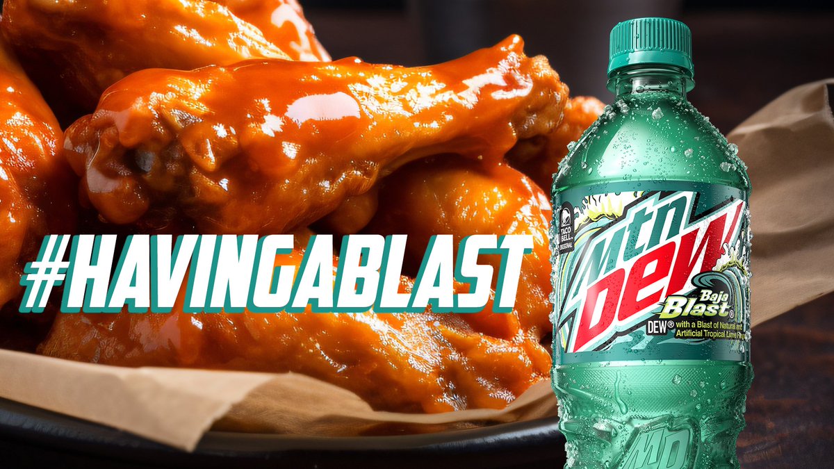 MountainDew's tweet image. Having a blast asking if anyone is gonna eat that last buffalo wing?

Tag @mountaindew and tell us how you’re having a blast using #HavingABlast #Sweepstakes to be entered for a chance to win $20k and epic Baja Blast merch. #SBLVIII 

U.S. res, 18+ (19+ for AL/NE). Ends 2/11/24.…