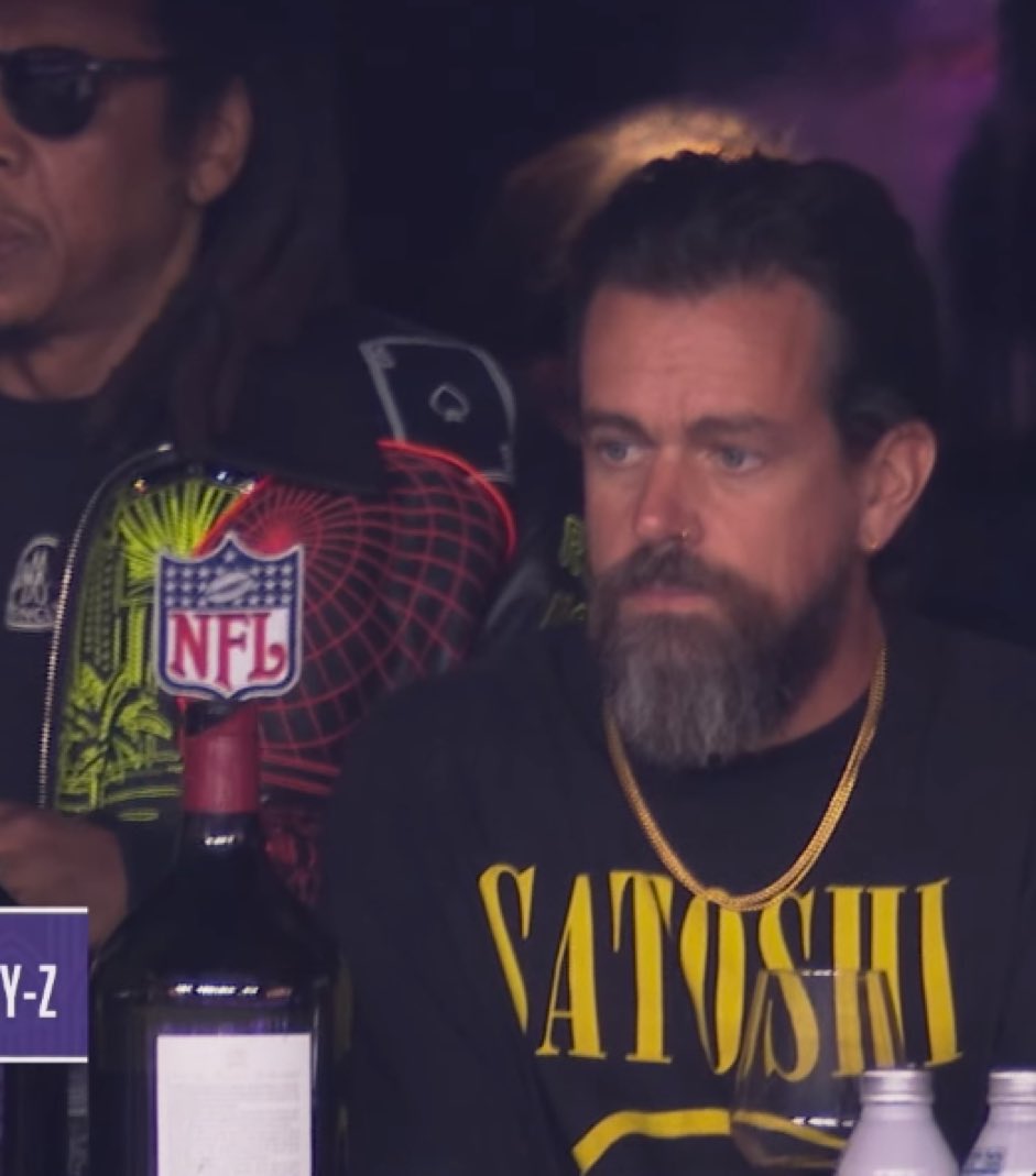 Jack Dorsey wearing a Satoshi shirt sitting next to Jay-Z and Beyoncé was  the real crypto Super Bowl ad
