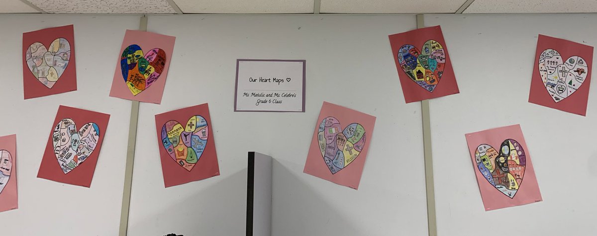 MsMatulic's tweet photo. Grade 6’s created Heart Maps ❤️ after our discussions on positive mental health and just in time for Valentine’s Day 💌 https://t.co/osxTR21yOJ