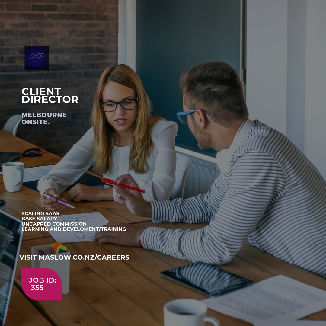 MaslowNZ's tweet photo. We're seeking a Client Director to join our collaborative team, driving success for our diverse clientele in the Australian market. If you thrive in a dynamic environment and are passionate about client satisfaction, this role is for you. 
https://t.co/ZJAtCCRmEW https://t.co/YZTlUuAIV9