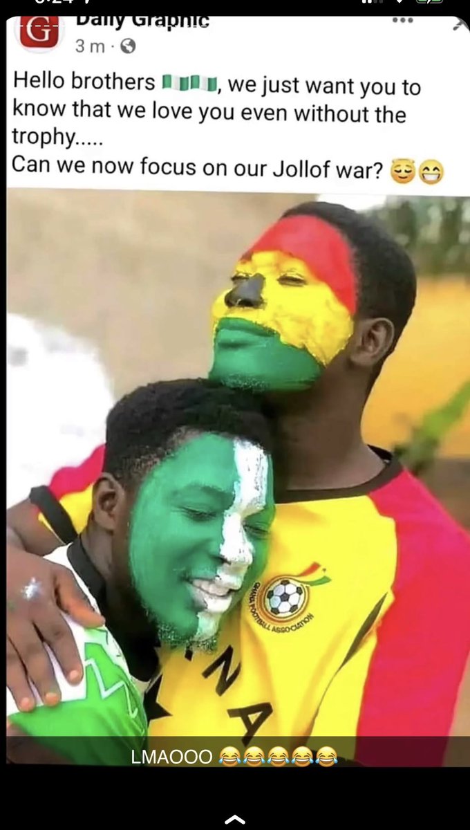 space_appiah's tweet photo. Y’all quick on this one😂. #AFCON2023 #AFCONFinal #NigeriaVsIvoryCoast #Nigerians #Ghanaians #football #jollofwar https://t.co/ZEovk3LSGJ