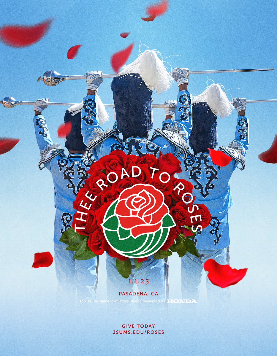 🌹 Fundraising for our trip to the 𝟐𝟎𝟐𝟓 <a href="/RoseParade/">Rose Parade</a> starts NOW! The support of every alumnus, supporter, and friend of the Jackson State University Sonic Boom of the South is greatly appreciated! #LuvDaBoom 

DONATE AT: jsums.edu/roses
