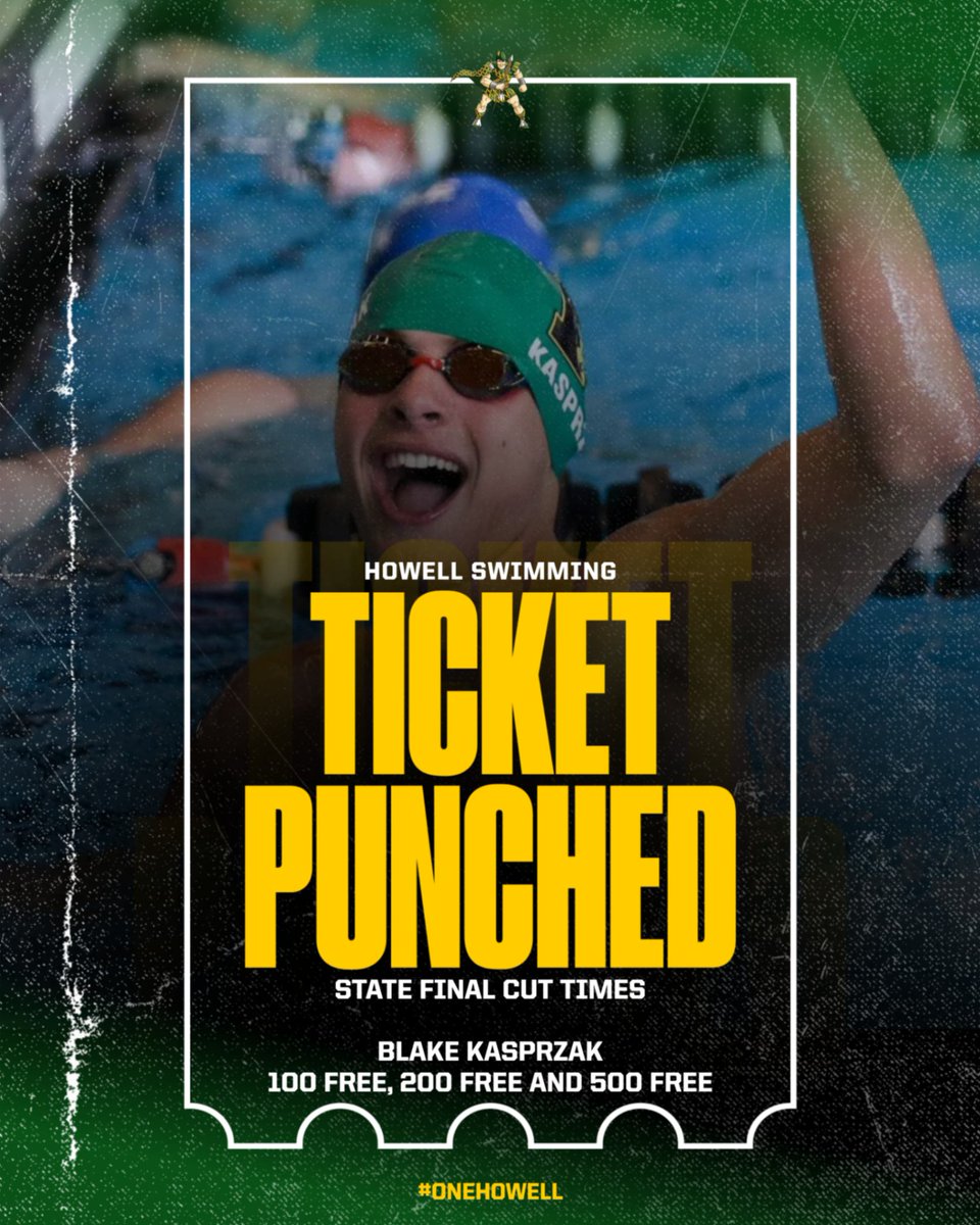 Congratulations Blake Kasprzak.....Blake made not one, not two, BUT THREE state cuts! 100 Free, 200 Free and 500 Free. This also moves Blake into the Howell All-Time Top 10 in the 100 Free and 200 Free.  #OneHowell