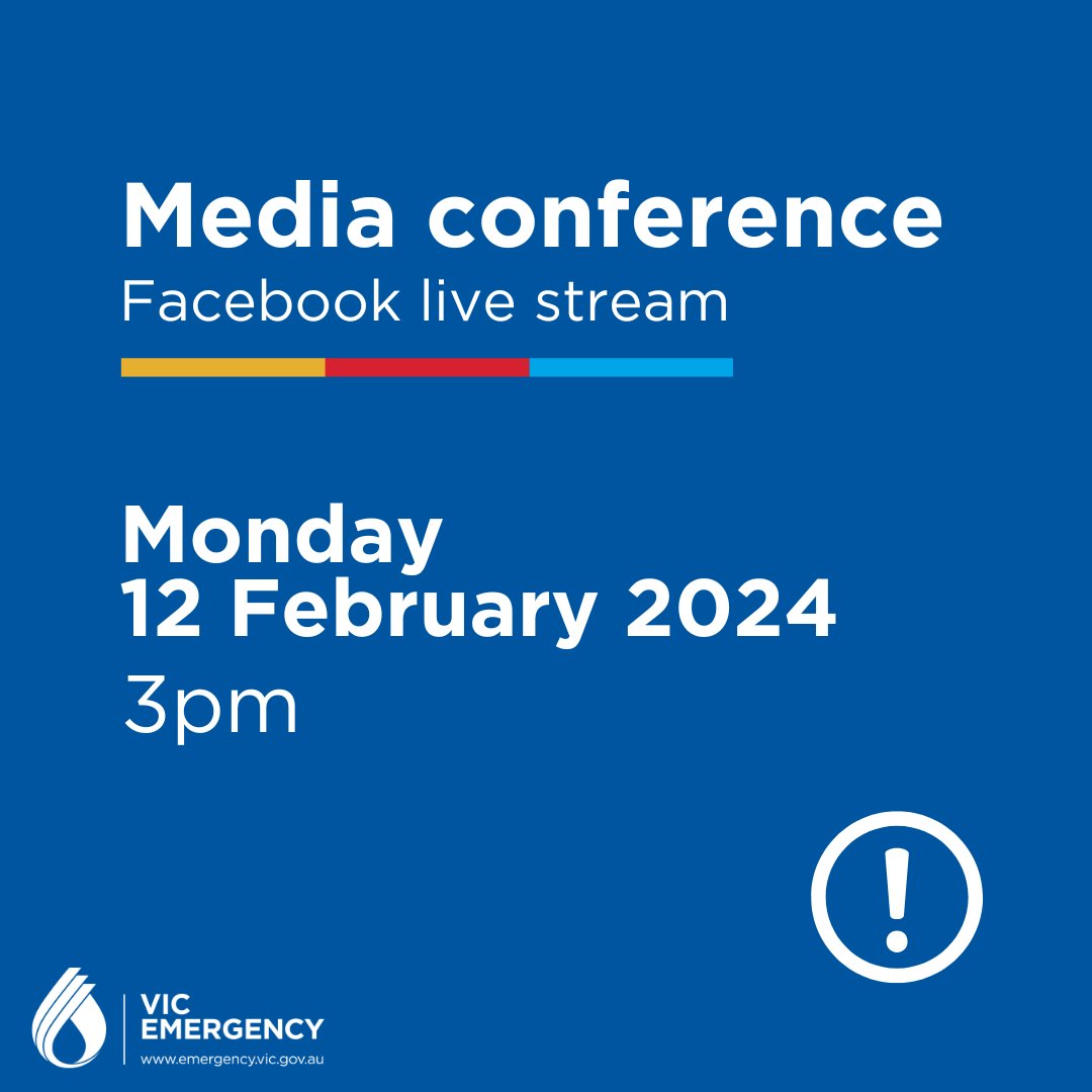 At 3:00 pm TODAY, Monday, 12 February, we will be live streaming a media conference on heat and elevated fire danger tomorrow.

Tune in via our Facebook page facebook.com/vicemergency/