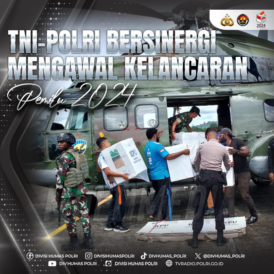 Polres_Bwi's tweet photo. TNI-Polri Bersinergi Mengawal Kelancaran Pemilu 2024

Momen personel Polri bersama TNI dan pihak terkait saat melaksanakan pengawalan pendistribusian kotak suara di wilayah Kabupaten Teluk Bintuni, Papua Barat. Mari Kawal Demokrasi Bersama #WujudkanPemiluBerkualitas https://t.co/heAwgHswaL