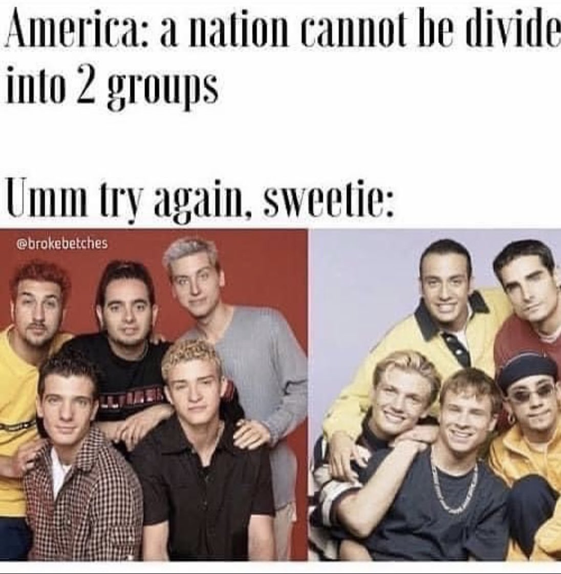 Thewayofthe90s's tweet photo. America's great divide: Are you #TeamBackstreetBoys or #TeamNSYNC? Delve into the pop culture phenomenon of the '90s that divided a nation. #PopDivide #MusicHistory #90sNostalgia #BestEra https://t.co/x8OS2WDZwN