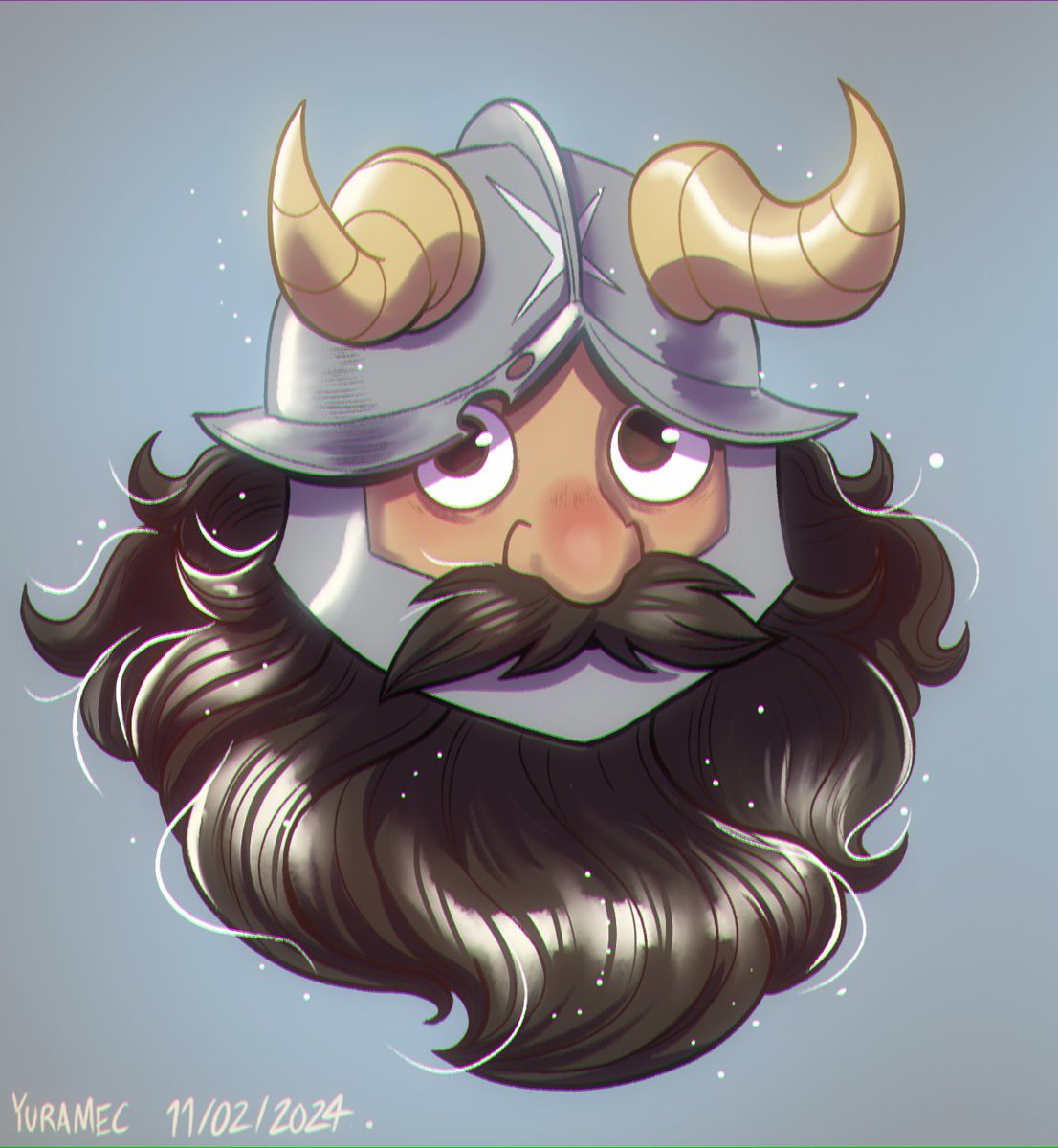 horns solo facial hair horned helmet helmet 1boy male focus  illustration images