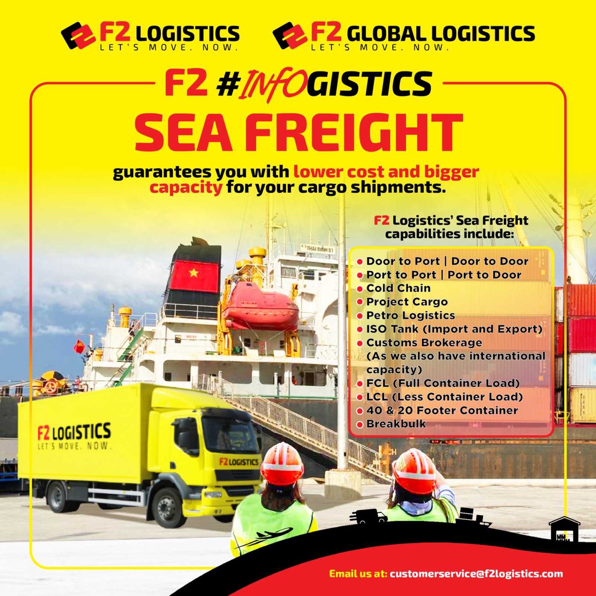 F2LogisticsPh's tweet photo. F2 #InfoGistics
F2 Logistics has a strong sea freight capability to move your goods end to end all over the Philippines and all over the world!
#LetsMoveNow
#F2Delivers
#SeaFreight https://t.co/81ytPdqMSH